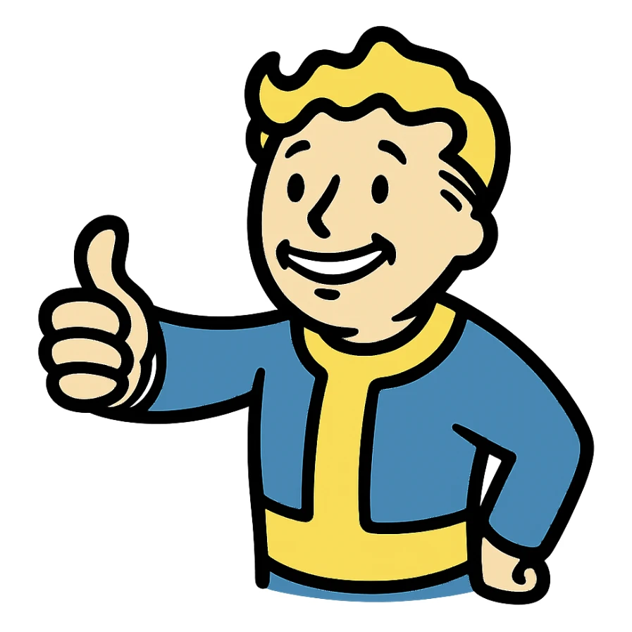Vault Boy from Fallout giving a thumbs-up sticker
