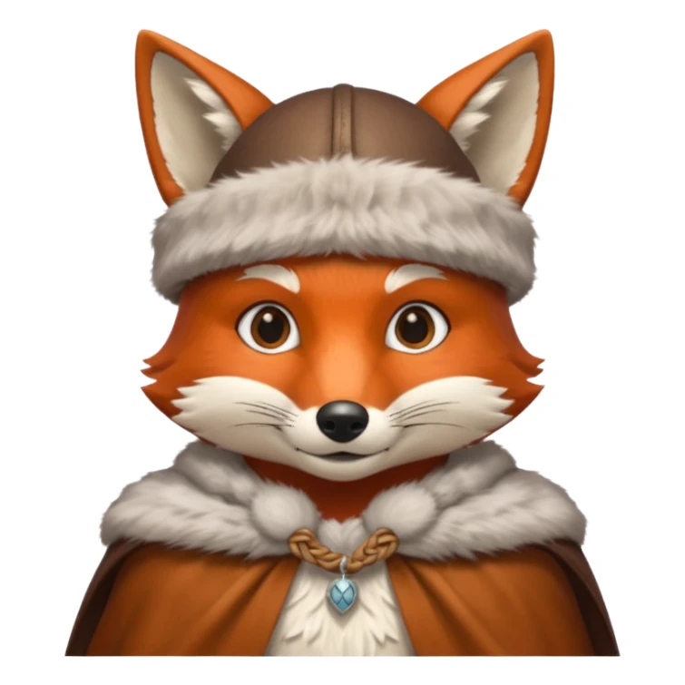 Fox wearing viking silver hat and fur cape sticker