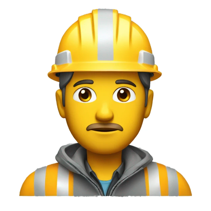 sad engineer wearing a yellow reflectorize jacket and construction hard hat  sticker