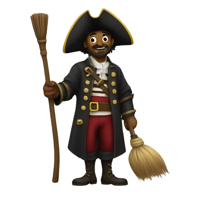 Pirate with broom sticker