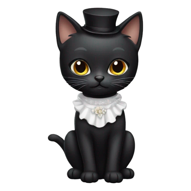 Black cat with white dresse sticker
