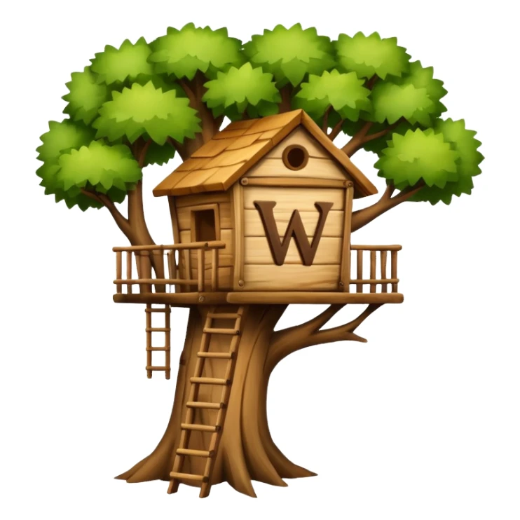 letter W on a treehouse in a tree sticker