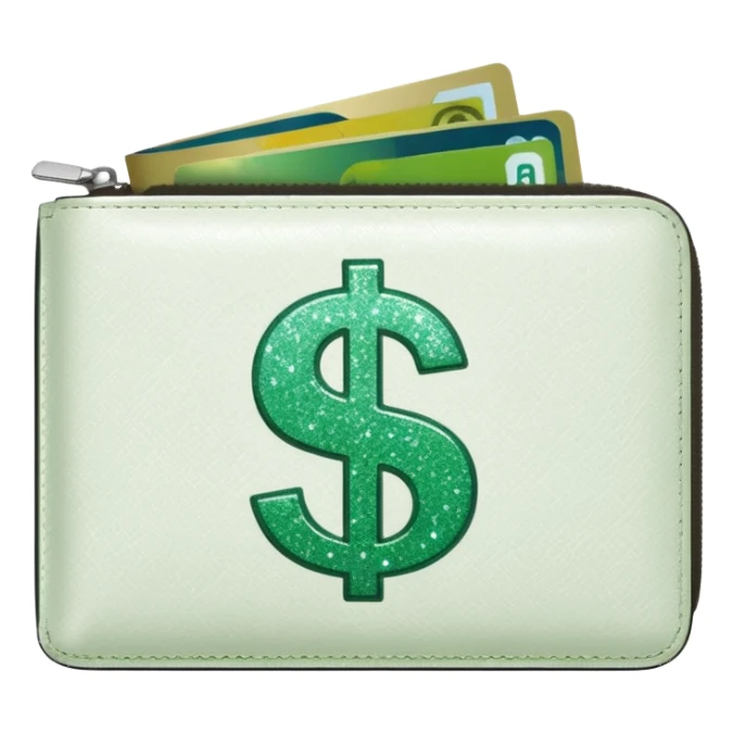 glitter white wallet green symbol $ sticker