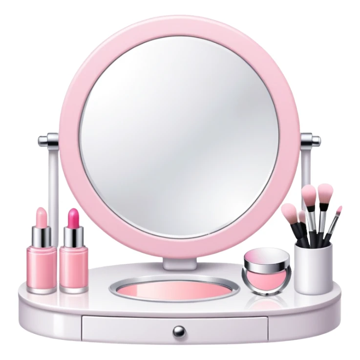 White Makeup vanity with light pink makeup sticker
