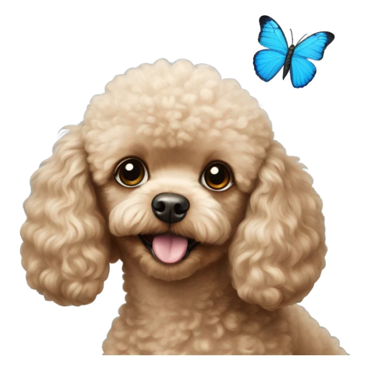 Toy poodle with blue butterfly  sticker