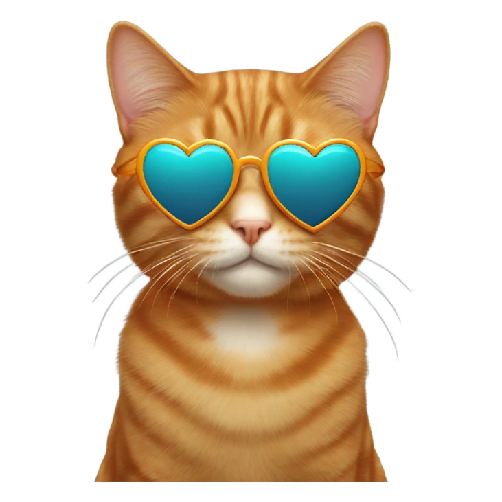 Ginger Cat with heart shaped sunglasses sticker