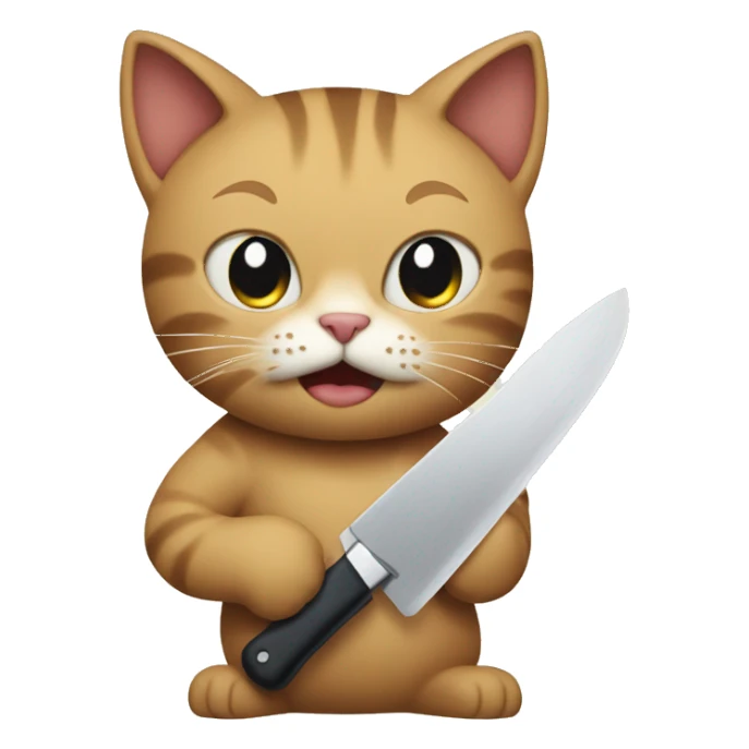 cat holding a knife  sticker