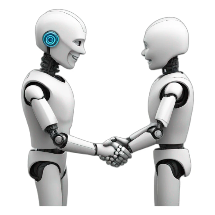 human and robot handshake sticker