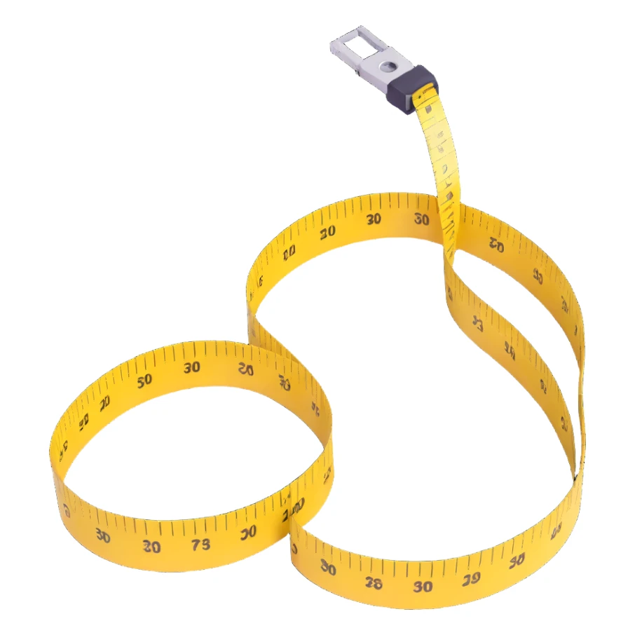 A tape measure forming a loop around a waist sticker