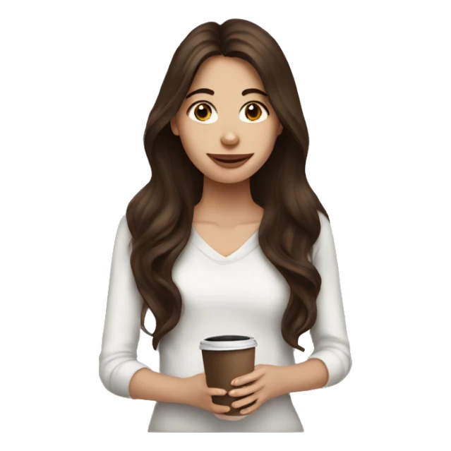 Brunette long haired girl with coffee sticker