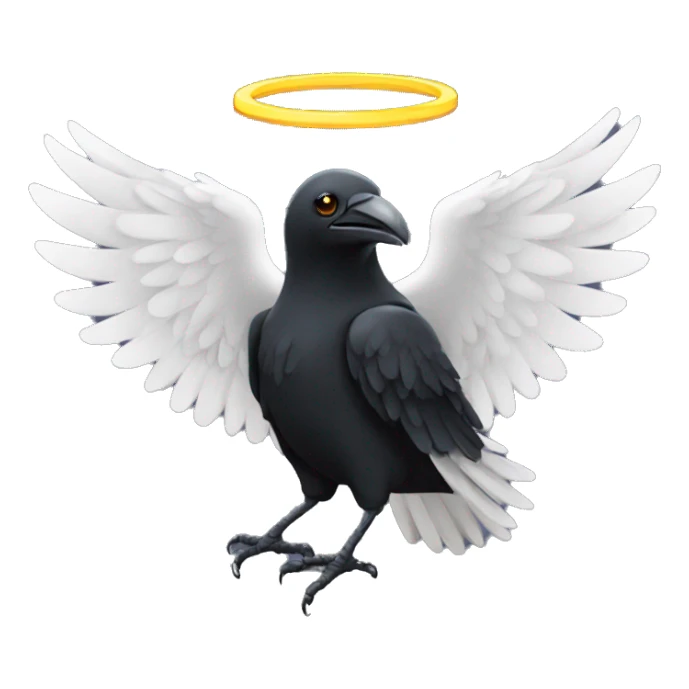 Angel crow with halo sticker