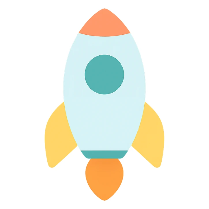 Vector minimalistic icons of rocket sticker