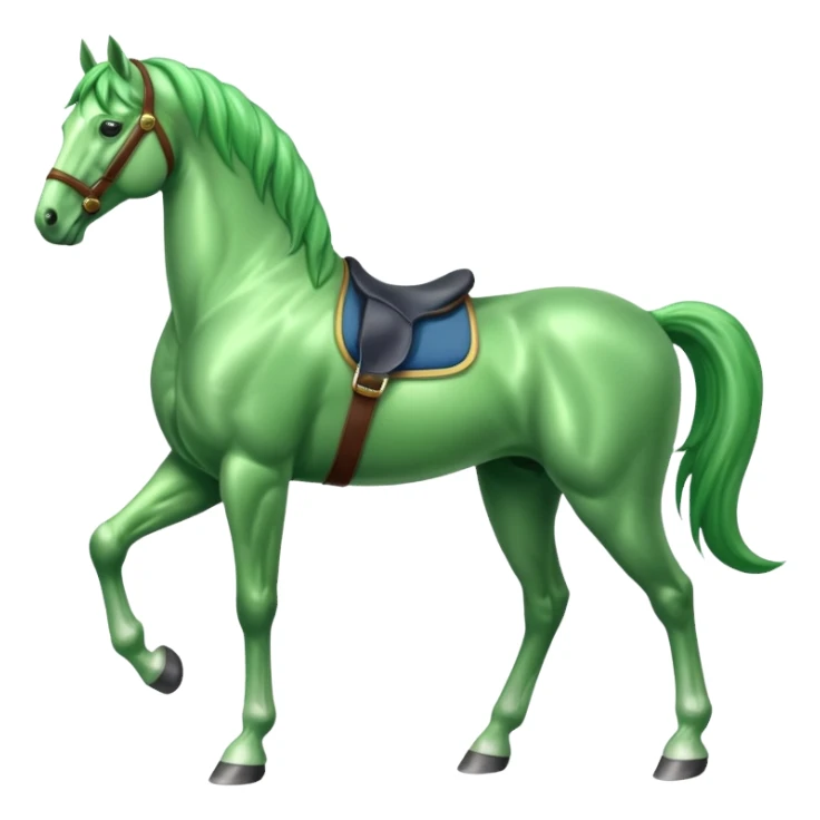 Green horse stands up with two feets facing left  sticker