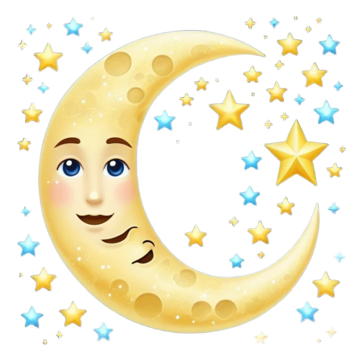 Glitter cian moon sticker