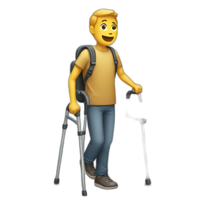 man with crutches sticker