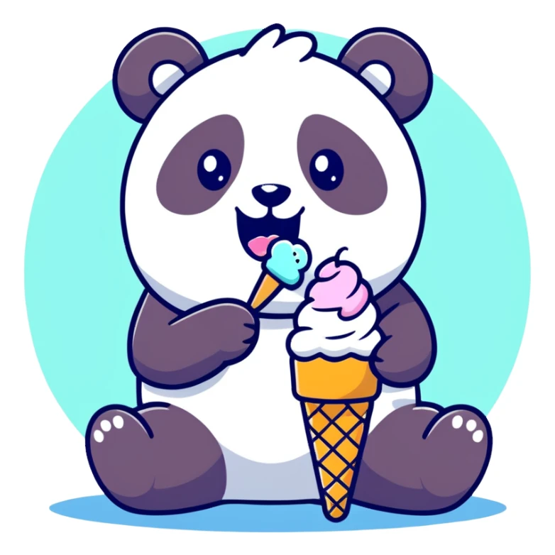 Panda eating ice cream sticker