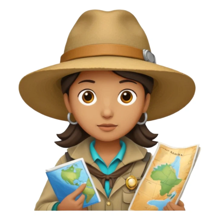 explorer with map, hold on the hand, watching map sticker