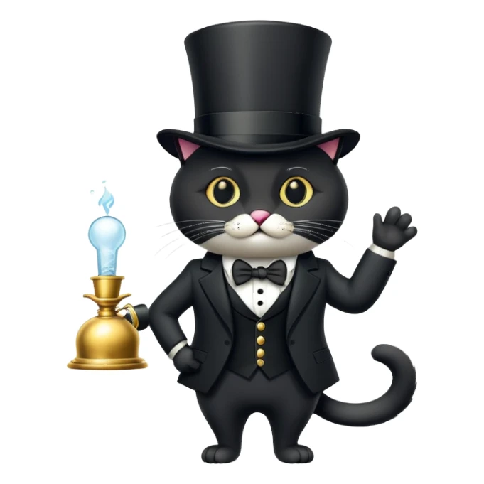 Black cat dressed like the monopoly man￼ sticker
