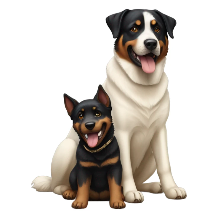 rottweiler playing with white german shepard  sticker