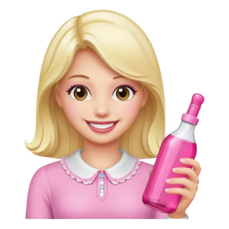 sissy with a pink bottle, smiling sticker