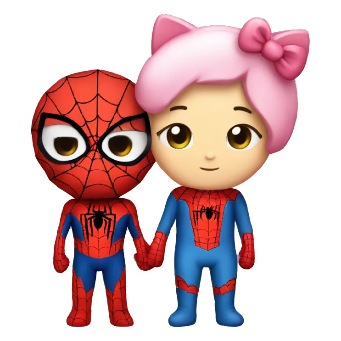 spiderman and hello kitty cuddle sticker