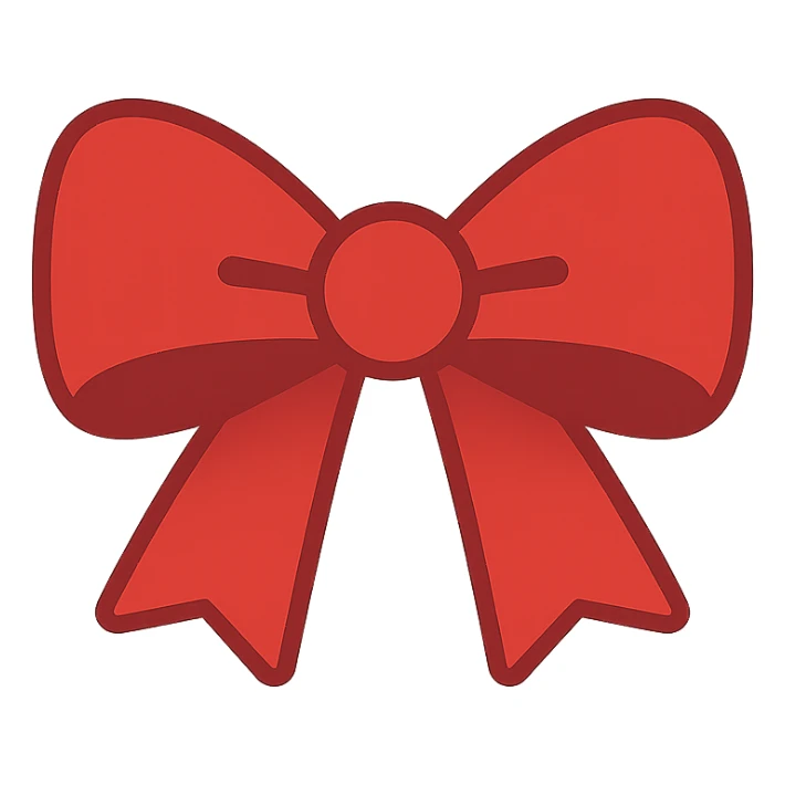 red bow, flat color, minimal, no text sticker