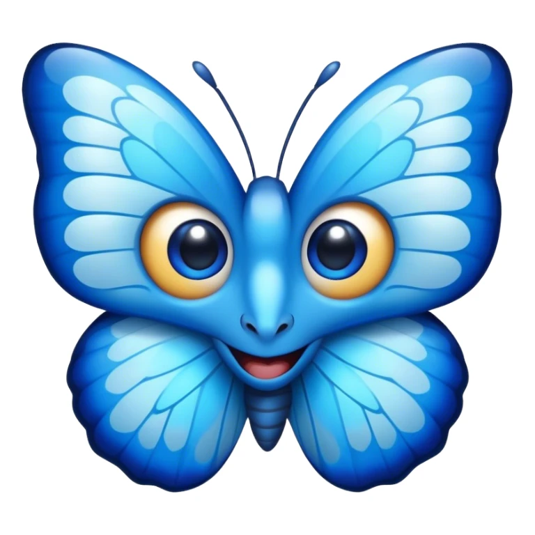 Cinematic Realistic Comical Blue Butterfly Portrait Emoji, Head tilted dramatically with an exaggeratedly amused expression, featuring striking, vividly detailed sapphire wings with playful, intricate patterns and wide, expressive eyes brimming with humorous disbelief, rendered with lifelike clarity and vibrant natural hues, high shine, dramatic yet playful, styled with an air of cheeky floral mischief, soft glowing outline, capturing the essence of a spirited and over‐the‐top blue butterfly that looks ready to flutter its way into viral fame! sticker