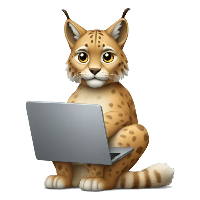 A lynx with a laptop sticker