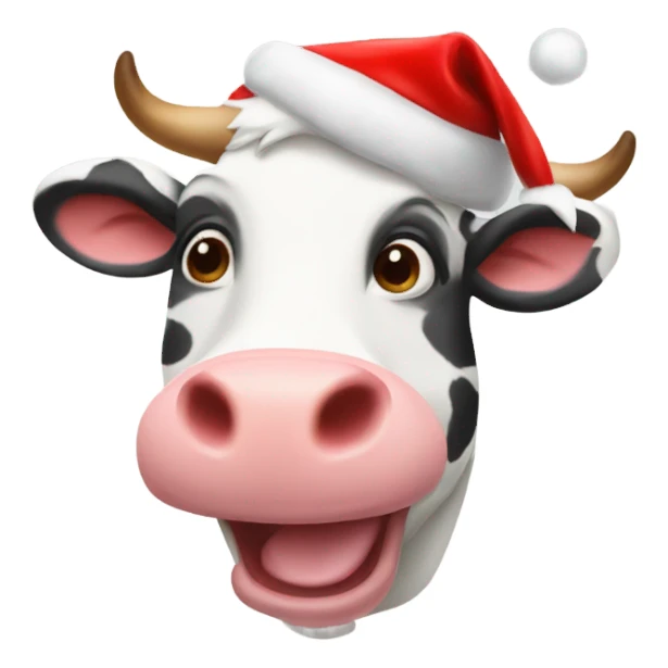 happy cow with santa hat sticker