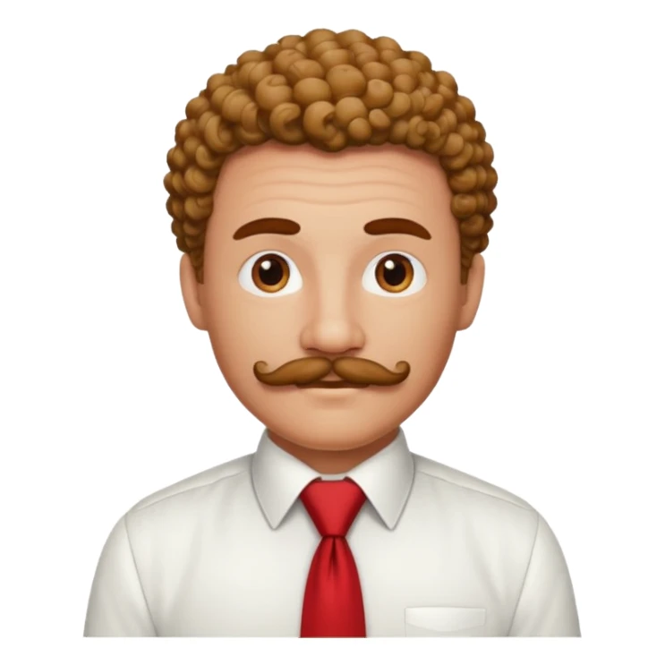 Man with curly mustache & red tie sticker