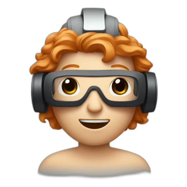 Ginger man wearing VR headset sticker