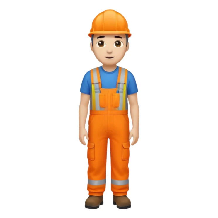 engineer hi-vis orange overalls standing full body sticker