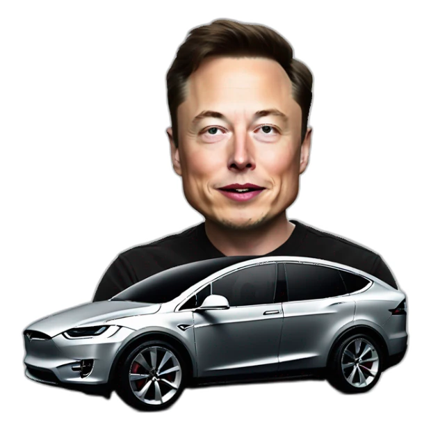 Elon musk with a tesla model x sticker