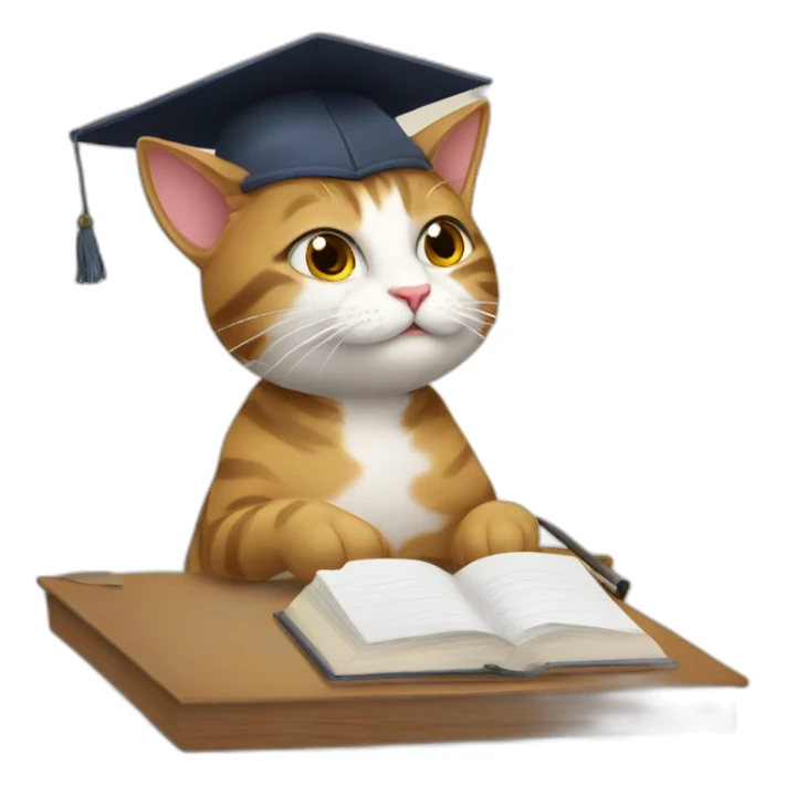 cat studing for english exam sticker