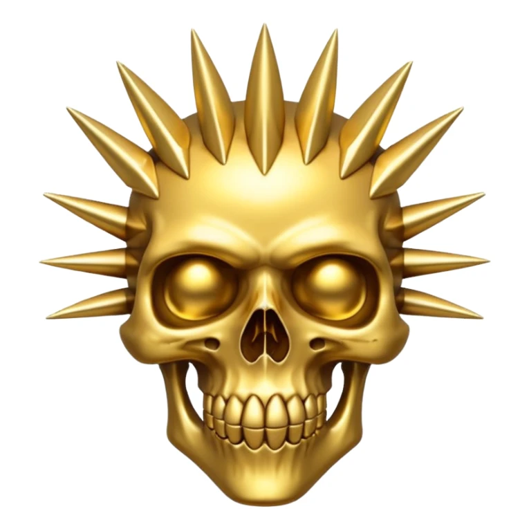 gold skull with spikes sticker