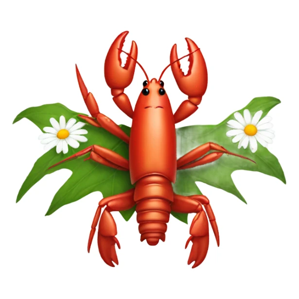 Crawfish holding a daisy in its claws sticker