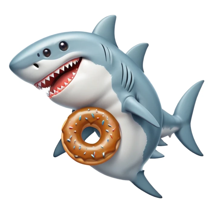 Shark with legs eating a donut sticker