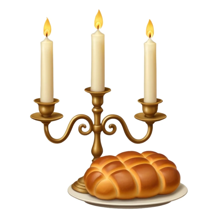 Shabbat two candles in candlesticks and halal bread  sticker