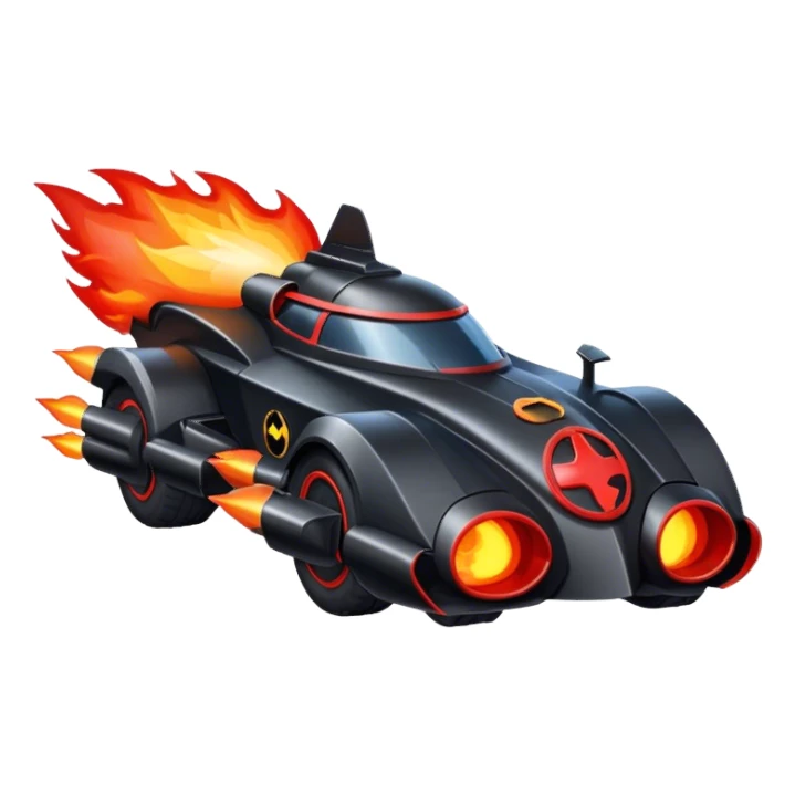 ROCKET IN FIRE BATMOBILE sticker