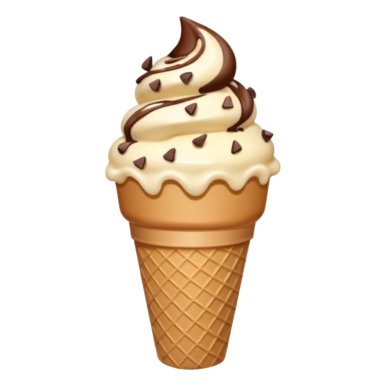 caramel stracciatella ice cream on beige cone emoji sticker