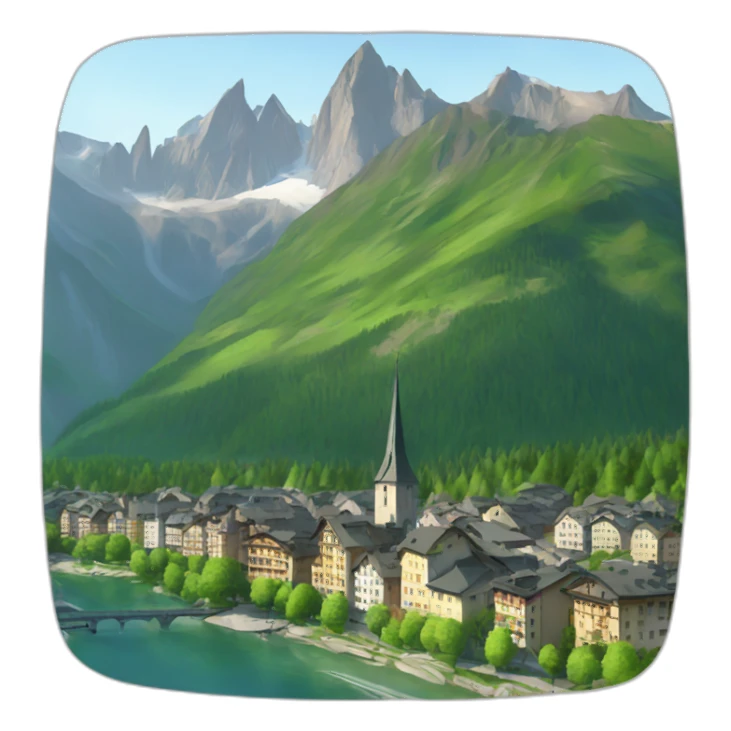 The Chamonix city at summer sticker