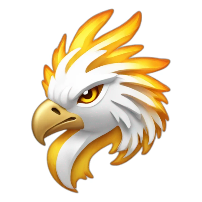 White Gold Phoenix Fire Head sticker