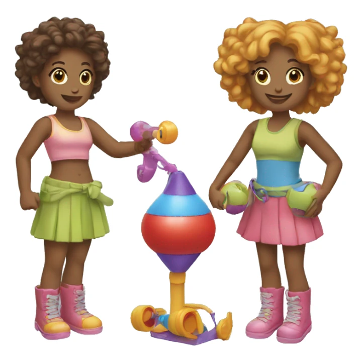 two friends playing with toys sticker