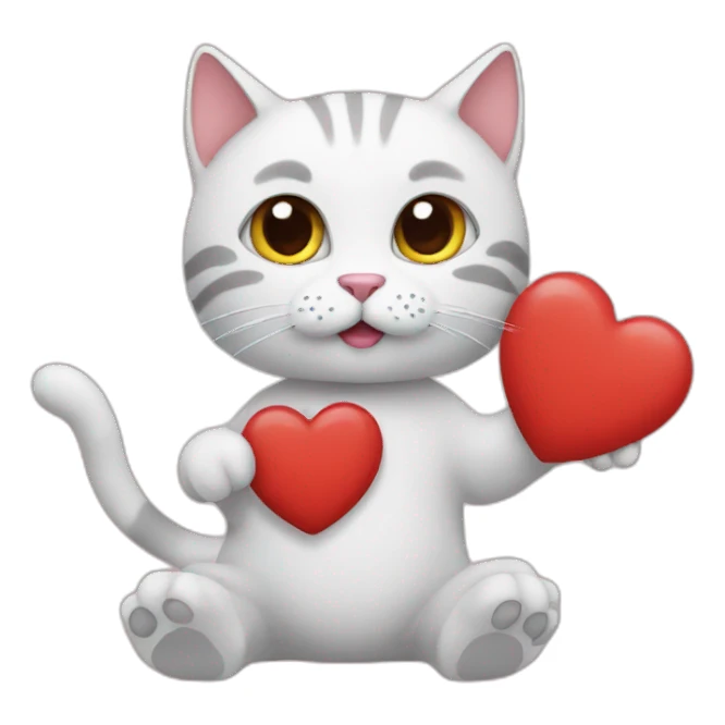 Cat with heart hand sticker