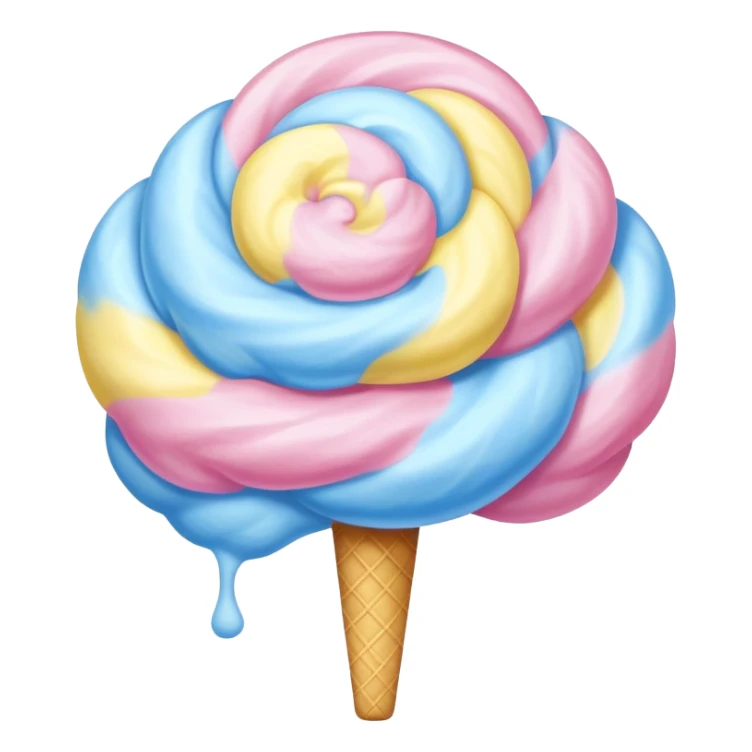 Pink, blue, and yellow swirled cotton candy sticker