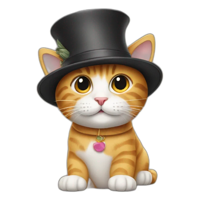 A cat with a hat sticker