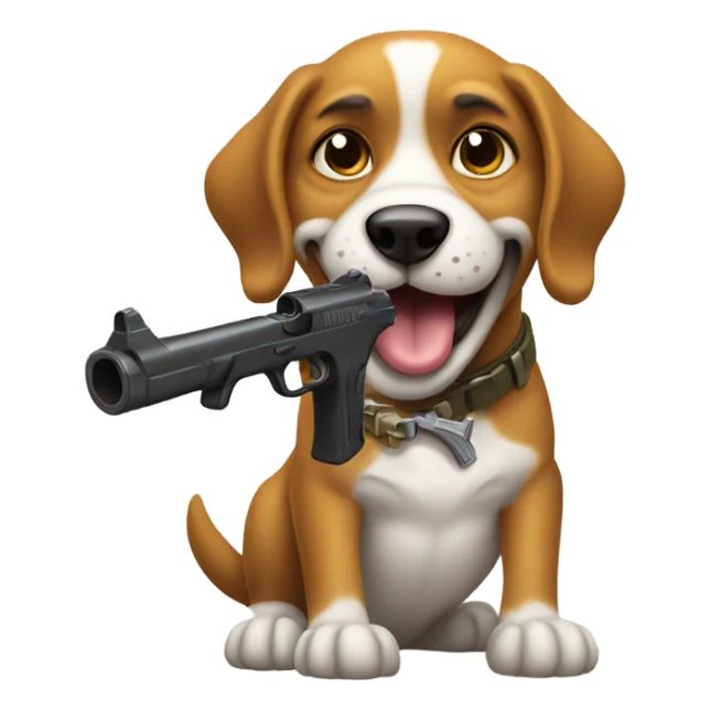 Dog with a gun sticker