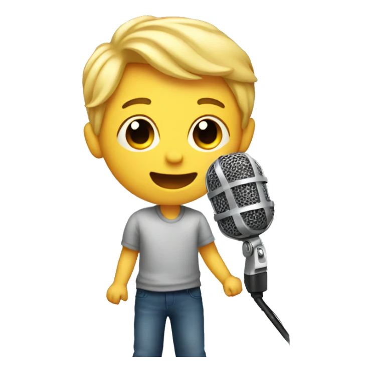 A boy holding a microphone  sticker