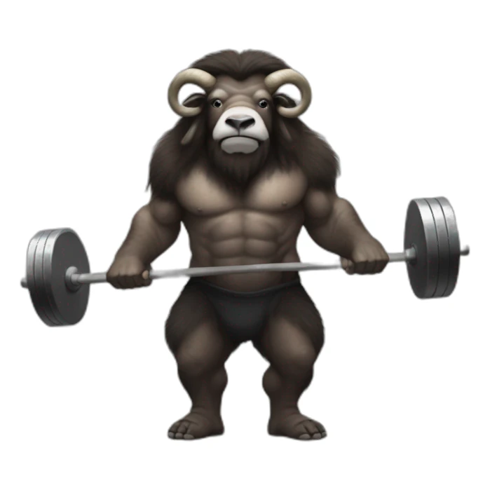 musk ox deadlifting sticker