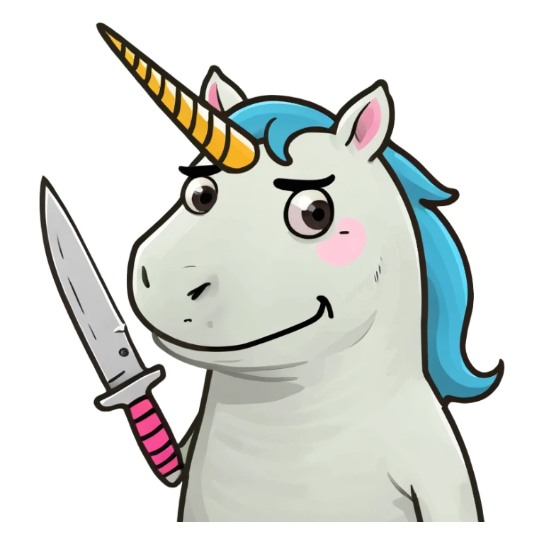 Unicorn with a knife sticker